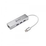 ADAPT. USB TYPE C MALE TO RJ45 10/100/1000 Mbps + HUB Alluimium